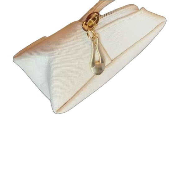 Cream “Skin” Cosmetic Makeup Bag, Patch Chenille Letter. Multi-colored - Picture 5 of 5